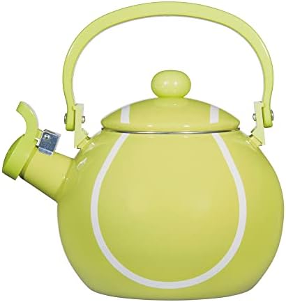 Whistling Tea Kettle for Stove Top Enamel on Steel Teakettle, Supreme Housewares Tennis Design Teapot Water Kettle Cute Kitchen Accessories Teteras (1.6 Quart, Tennis) by SupremeHousewares
