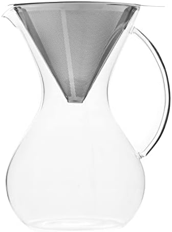 HUTCH Glass Pour Over Coffee Brewer with Double Mesh Stainless Steel Filter - Pour Over Coffee Maker Glass Carafe - 1 L by Hutch