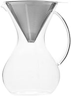 HUTCH Glass Pour Over Coffee Brewer with Double Mesh Stainless Steel Filter - Pour Over Coffee Maker Glass Carafe - 1 L by Hutch