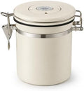 MEGAWISE Coffee Canister, 2.8L Airtight Stainless Steel Coffee Container with CO2 Valve, Date Tracker, Locking Lid, 304 Inner Bowl for Coffee Beans, Grounds, Tea, Sugar, Cream White by MEGAWISE