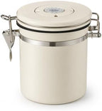 MEGAWISE Coffee Canister, 2.8L Airtight Stainless Steel Coffee Container with CO2 Valve, Date Tracker, Locking Lid, 304 Inner Bowl for Coffee Beans, Grounds, Tea, Sugar, Cream White by MEGAWISE