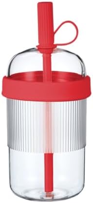 Reusable High-Clarity Copolyester Tumbler with Straw and Cap, 18oz Portable Coffee Mug with Ribbed Grip, Travel Cup for Office and Car - 540ml Multiple Colors (Classic Red) by Unknown