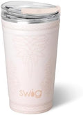 Swig Life 24oz Insulated Party Cup with EZ Slider Lid, Saddle Stitch Cream by SwigLife