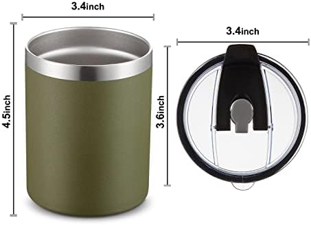 MEWAY 12 oz Lowball, Tumbler Stainless Steel Double Wall Vacuum Insulated Mug with Straw and Lid, Cleaning Brush ，Durable Powder Coated Insulated Coffee Cup for Cold & Hot Drinks (Army Green,12) - Image 4