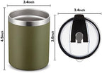 MEWAY 12 oz Lowball, Tumbler Stainless Steel Double Wall Vacuum Insulated Mug with Straw and Lid, Cleaning Brush ，Durable Powder Coated Insulated Coffee Cup for Cold & Hot Drinks (Army Green,12) - Image 4