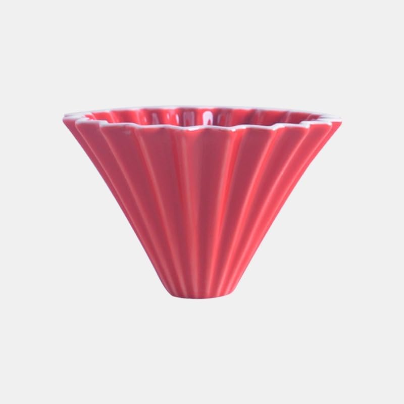 Ceramic Coffee Dripper Pour Over Coffee Maker Handmade Origami Coffee Filter Cup Flower Shape Funnel Drip Cafe Cake Cup Home(Red,3-4CUP) - Image 2