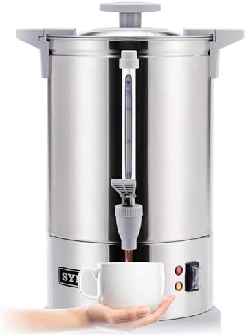 SYBO SR-CP100BG Commercial Coffee Urn & Hot Beverage Dispenser, Fast Brew, Keeps Warm – Ideal for Coffee, Tea, Water at Events & Catering, 100-Cup 16 L, Grey by Sybo