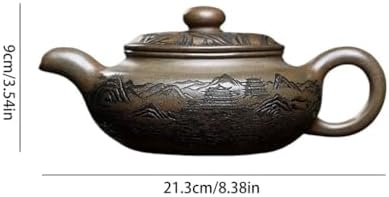 Tea Kettle Chinese Retro Carved Landscape Antique Teapot Office Tea Ceremony Teapot Tea Set Ceramic Tea Infuser - Image 2