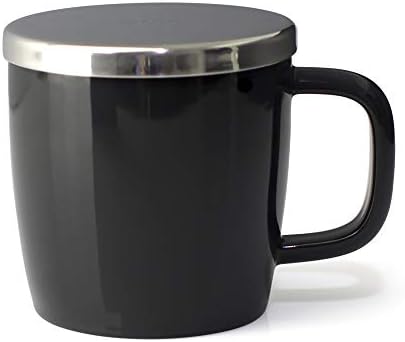 FORLIFE Dew Glossy Finish Brew-In-Mug with Basket Infuser &"Mirror" Stainless Lid 11 oz. (Black Graphite) by Unknown