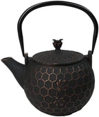 Ebros Gift Traditional Oriental Tetsubin Bronze Bees With Honeycomb Design Large 60oz Cast Iron Teapot With Enameled Interior And Strainer Asian Japanese Chinese Fusion Housewarming Tea Pot Accent - Image 6