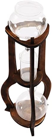 Iced Coffee Cold Brew Drip Tower Coffee Maker, Wooden Ice Coffee Machine, Stainless Steel and Borosilicate Glass, Long Neck Sharing Pot, with Measuring Spoon (Brown) by LKOEWQZAMX