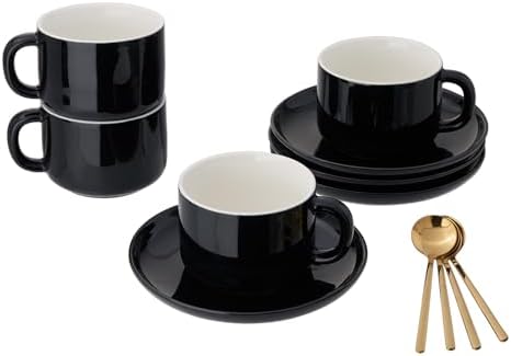 8 OZ Porcelain Cappuccino Cups, Coffee Mugs Set of 4 by CHILDIKE