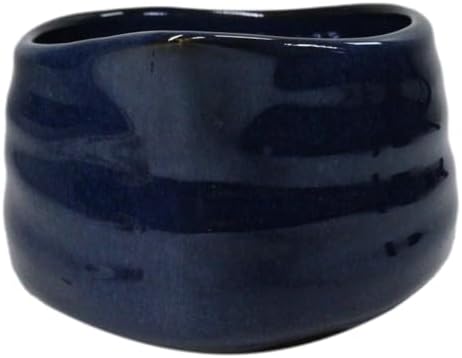 Ebros Gift Traditional Reduction Glazed Technique Ceramic Pottery Japanese Matcha Green Tea Bowl 21oz Ceremony Set With Bamboo Whisk and Spoon 4 Piece Set (Navy Blue) - Image 2