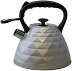 3L Stainless Steel Whistling Tea Kettle – Diamond Design Stovetop Kettle with Cool Grip Handle & Flip Spout – Loud Whistle for Boiling Water (Silver) - Image 3