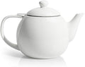 Sweese Teapots for Tea, 27 oz Porcelain Tea pot with Removable Stainless Steel Infuser, Tea Pots for Loose Tea - White by Sweese