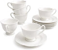 Espresso Cups and Saucers Set of 6, 3 oz White Orchid by Loymokinar