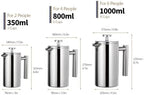 French Press Pot Filter Press Hand-made Coffee Pot Stainless Steel Double Walled Insulated 350ml/800ml/1000ml(350ml) - Image 5