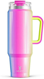 Meoky 40 oz Tumbler with Handle and Straw, Insulated Tumbler with Lid and Straw, Stainless Steel Travel Mug, Keeps Cold for 34 Hours, 100% Leak Proof, Fits in Car Cup Holder (Carnival) by MEOKY