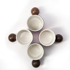 Ceramic Mini Espresso Cups Demitasse Cups with Round Wooden Handle Vertical Stripes Tea Cups (Multicolor, 4pcs) - Image 6