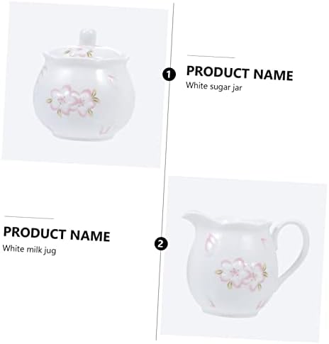 1 Set Ceramic Milk Jug Sugar Bowl White Utensils Set Coffee Syrup Set Coffee Dripper Set Ceramic Sugar Jar Candy Canister Tea Mug with Lid Coffee Pot Sugar Pot with Lid C,White-12X7.5CM - Image 6