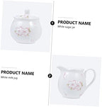 1 Set Ceramic Milk Jug Sugar Bowl White Utensils Set Coffee Syrup Set Coffee Dripper Set Ceramic Sugar Jar Candy Canister Tea Mug with Lid Coffee Pot Sugar Pot with Lid C,White-12X7.5CM - Image 6