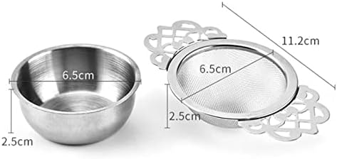 Tea Filters Tea Infusers Double Ear Handles Spice Filter Loose Leaf with Drip Bowl Tea Strainer Durable Reliable Stainless Steel Teaware (Color : Gold) - Image 2