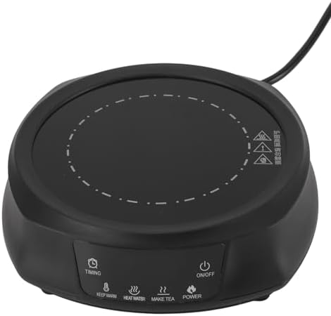 Electric Tea Kettle, 800W Mini Electric Ceramic Stove with 8 Adjustable Power Levels and 180 Minutes Timer, Intelligent Automatic Shutdown, for Boiling Water & Making Tea Coffee (Black) by Unknown