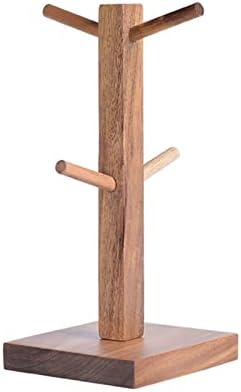 LIU- Coffee Mug Holder for Counter, Rustic Wood Mug Tree, Farmhouse Wooden Coffee Cup Rack,Holds 4 Mugs,Display Stand Organizer,Brown by Unknown