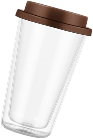 GLEAVI Double Wall Glass Coffee Mug Coffee Cup 350ml with Silicone Lid by GLEAVI