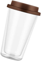 GLEAVI Double Wall Glass Coffee Mug Coffee Cup 350ml with Silicone Lid by GLEAVI