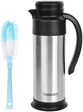 Creamer Pitcher for Coffee,1L/34 Oz Thermal Coffee Carafe,Stainless Steel Coffee Carafes for Keeping Hot and Cold,Double-Wall Design,12-Hour Hot & Cold,Leak-Proof, Portable for Travel,Camping,Office by TOMAKEIT