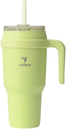 REDUCE 40 oz Stainless Steel Tumbler with Handle - Dual-Wall Vacuum Insulated Travel Mug, Sweat-Proof Lid & Reusable Straw - Keeps Drinks Cold for 24 Hrs, Fits Cupholders, Dishwasher Safe - Mojito by Reduce