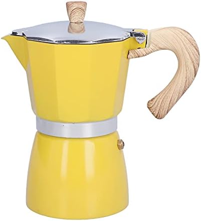 Gavigain Classic Italian Coffee Pot 6 Cup/10 Oz Stovetop Espresso Maker for Gas & Electric Stove Top for Greca Coffee Maker, Cafeteras or Latte Yellow by Gavigain