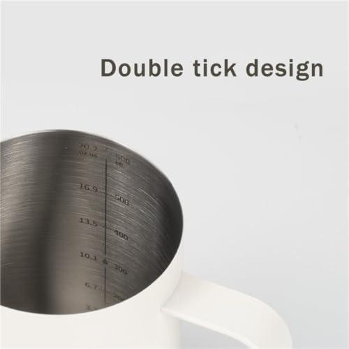 Milk Frother Cup Stainless Steel Pointed Mouth Coffee Latte Art Cup 400ml/600ml Stainless Steel Big Belly Double Scale Milk Pitcher Tool(600ml,Green) - Image 5