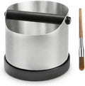 Coffee Grounds Knock Box, Large Stainless Steel Espresso Coffee Knock Box, Coffee Grind Knock Out Box with Removable Knock Bar and Coffee Brush, Coffee Grounds Container with Non-Slip Base by CHDEXU