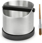 Coffee Grounds Knock Box, Large Stainless Steel Espresso Coffee Knock Box, Coffee Grind Knock Out Box with Removable Knock Bar and Coffee Brush, Coffee Grounds Container with Non-Slip Base by CHDEXU