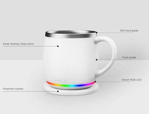 min Ya Temperature Control Smart Mug, 13.5 OZ, 3 Mode RGB LED Display, Self Heating Coffee Mug,Office/Home for Desk, White - Image 2
