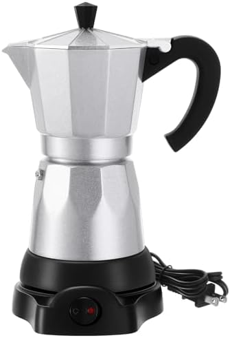 6 Cup Electric Espresso Coffee Maker 300ml Aluminum,Silver by Lemosae