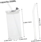 3 Piece Glass Drinking Cups with Lids and Straws 350ml Set - Image 2