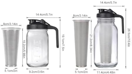 Cold Brew Coffee Maker with Stainless Steel Filter, Pour Spout Handle Lid, LeakProof Heavy Duty Glass Pitcher for Iced Coffee,Lemonade,Ice Tea & Fruit Drinks - Image 7