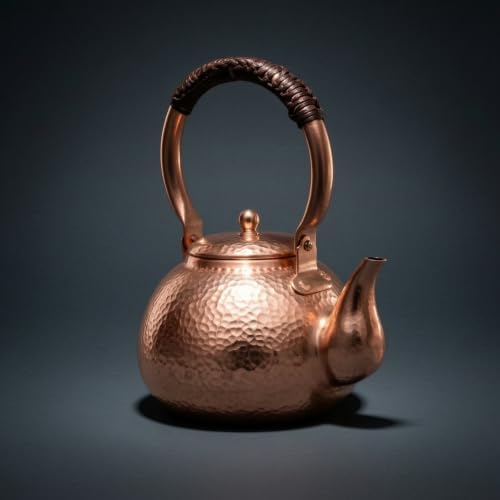 kowaku Copper Kettle Teapot Water Boiler Pitcher With Compact Rounded Form And Secure Handle Thickened Copper Alloy For Efficient Suitable for stovetop use teatime kitchen counter 1.3L - Image 4