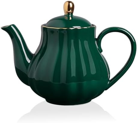 Sweejar Royal Teapot, Ceramic Tea Pot with Removable Stainless Steel Infuser, Blooming & Loose Leaf Teapot - 40 Ounce (Jade) by Sweejarco1949