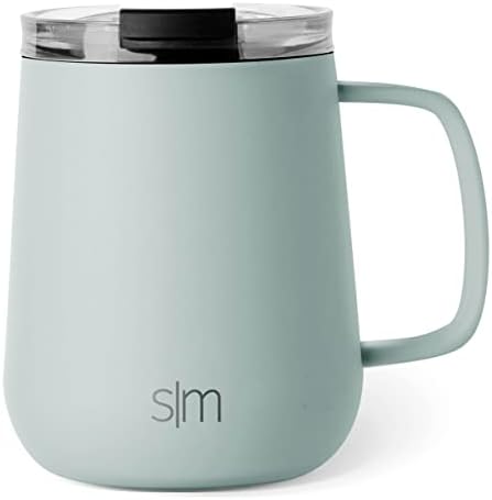 Simple Modern Voyager Signature Mug | Travel Coffee Tumbler with 360° Lid and Handle | Ceramic-Lined Insulated Stainless Steel Iced Cold Brew Cup | 12oz, Sea Glass Sage by Unknown