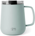 Simple Modern Voyager Signature Mug | Travel Coffee Tumbler with 360° Lid and Handle | Ceramic-Lined Insulated Stainless Steel Iced Cold Brew Cup | 12oz, Sea Glass Sage by Unknown