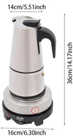 Stainless Steel Moka Pot 6 Cup 300ml Espresso Maker with Electric Stove - Image 4