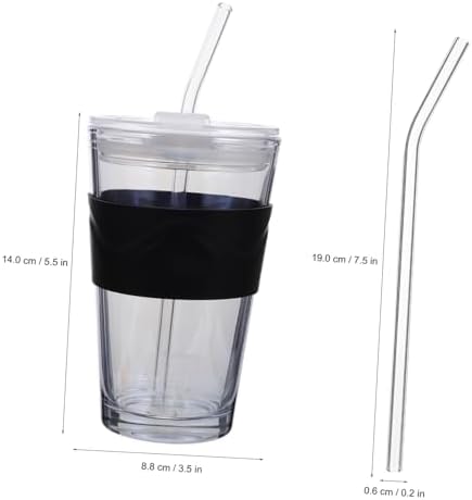 2pcs 450ml Glass Water Cups with Straws and Lids, Cold Brew Coffee and Tea Drinking Bottles with Silicone Sleeve, Reusable Beverage Tumblers for Home and Travel - Image 2