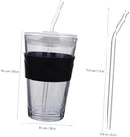 2pcs 450ml Glass Water Cups with Straws and Lids, Cold Brew Coffee and Tea Drinking Bottles with Silicone Sleeve, Reusable Beverage Tumblers for Home and Travel - Image 2