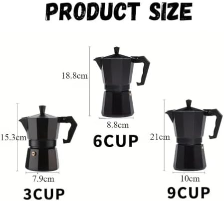 Stovetop Moka Pot Aluminum Espresso Maker with Cool-Touch Handle Home Use - Image 6