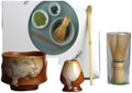 4PCS Hand Painted Traditional Pattern Matcha Tea Set Gift Bowl With Spout Whisk Holder Complete Kit(4-piece set C) by Unknown