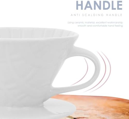 IMIKEYA Ceramic Coffee Dripper White Manual Brew Filter Cup for Office - Image 5